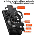 Custodia per telefono multifunzionale magnetica antiurto con finestra scorrevole per obiettivo., For Galaxy S23 FE 5G, For Samsung Galaxy S23 Ultra 5G, For Galaxy S23+ 5G, For Galaxy S23 5G