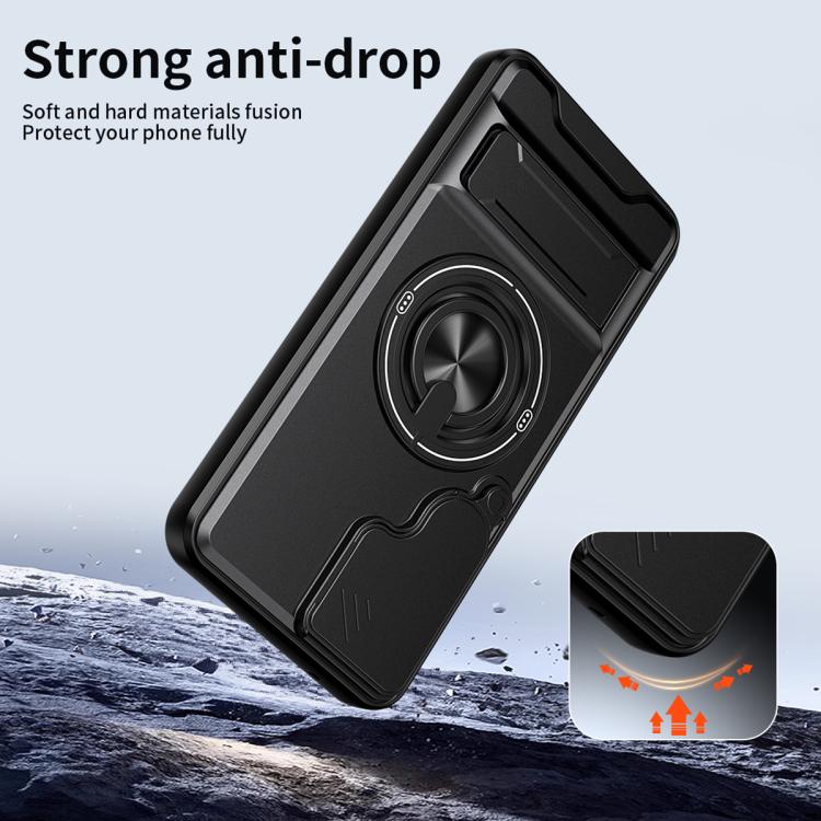 Custodia per telefono multifunzionale magnetica antiurto con finestra scorrevole per obiettivo., For Galaxy S23 FE 5G, For Samsung Galaxy S23 Ultra 5G, For Galaxy S23+ 5G, For Galaxy S23 5G