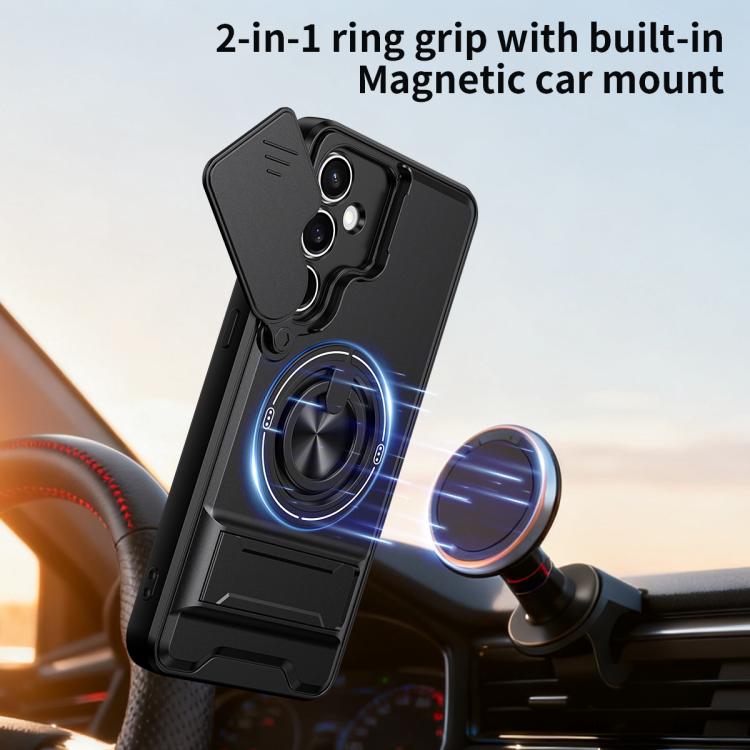 Custodia per telefono multifunzionale magnetica antiurto con finestra scorrevole per obiettivo., For Galaxy S23 FE 5G, For Samsung Galaxy S23 Ultra 5G, For Galaxy S23+ 5G, For Galaxy S23 5G