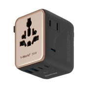 Caricabatterie rapido doppio GaN MOMAX 1-World UA27 PD da 35 W con doppia alimentazione CA., UA27