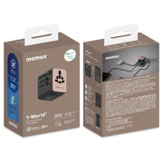 Caricabatterie rapido doppio GaN MOMAX 1-World UA27 PD da 35 W con doppia alimentazione CA., UA27