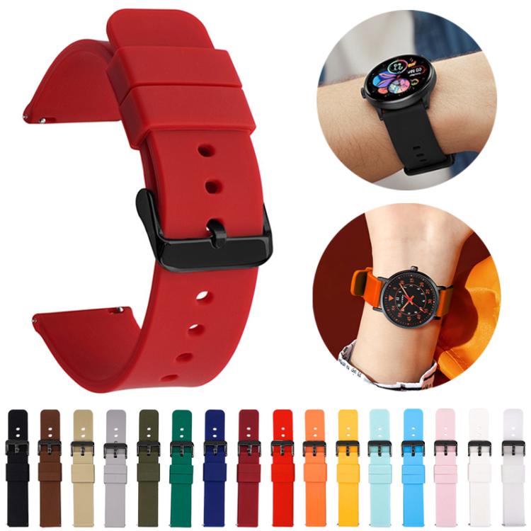 Cinturino per orologio impermeabile in silicone tinta unita con fibbia ad ardiglione nera in acciaio inossidabile xDfind, 18mm