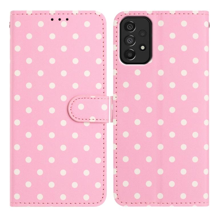 Custodia per telefono in ecopelle con motivo a pois, For Samsung Galaxy A14 5G, For Samsung Galaxy A04s, For Samsung Galaxy A73 5G, For Samsung Galaxy A33 5G