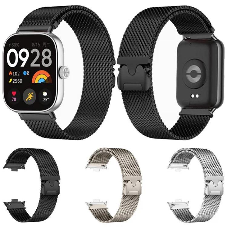 Cinturino per orologio in acciaio inox a maglia milanese con paracadute magnetico., For Redmi Watch6/5/4/Xiaomi Band 9 Pro/8 Pro