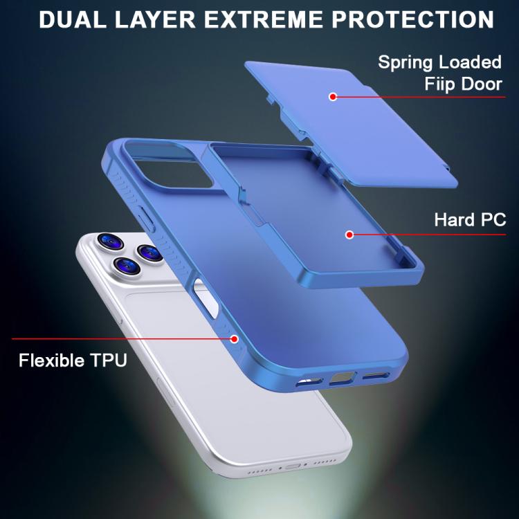 Custodia per telefono ibrida PC TPU con specchio nascosto orizzontale, effetto pelle, con tasca porta carte nascosta., For iPhone 17 Pro Max, For iPhone 17 Pro, For iPhone 17, For iPhone Air