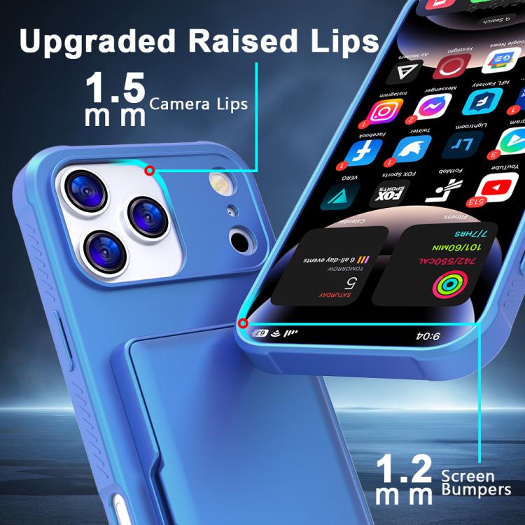 Custodia per telefono ibrida PC TPU con specchio nascosto orizzontale, effetto pelle, con tasca porta carte nascosta., For iPhone 17 Pro Max, For iPhone 17 Pro, For iPhone 17, For iPhone Air