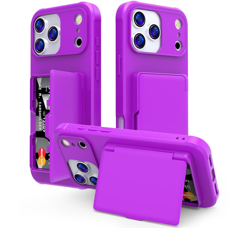 Custodia per telefono ibrida PC TPU con specchio nascosto orizzontale, effetto pelle, con tasca porta carte nascosta., For iPhone 17 Pro Max, For iPhone 17 Pro, For iPhone 17, For iPhone Air