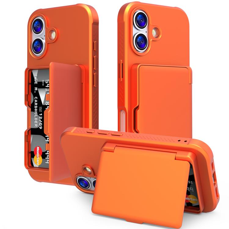 Custodia per telefono ibrida PC TPU con specchio nascosto orizzontale, effetto pelle, con tasca porta carte nascosta., For iPhone 17 Pro Max, For iPhone 17 Pro, For iPhone 17, For iPhone Air
