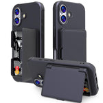 Custodia per telefono ibrida PC TPU con specchio nascosto orizzontale, effetto pelle, con tasca porta carte nascosta., For iPhone 17 Pro Max, For iPhone 17 Pro, For iPhone 17, For iPhone Air