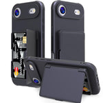 Custodia per telefono ibrida PC TPU con specchio nascosto orizzontale, effetto pelle, con tasca porta carte nascosta., For iPhone 17 Pro Max, For iPhone 17 Pro, For iPhone 17, For iPhone Air