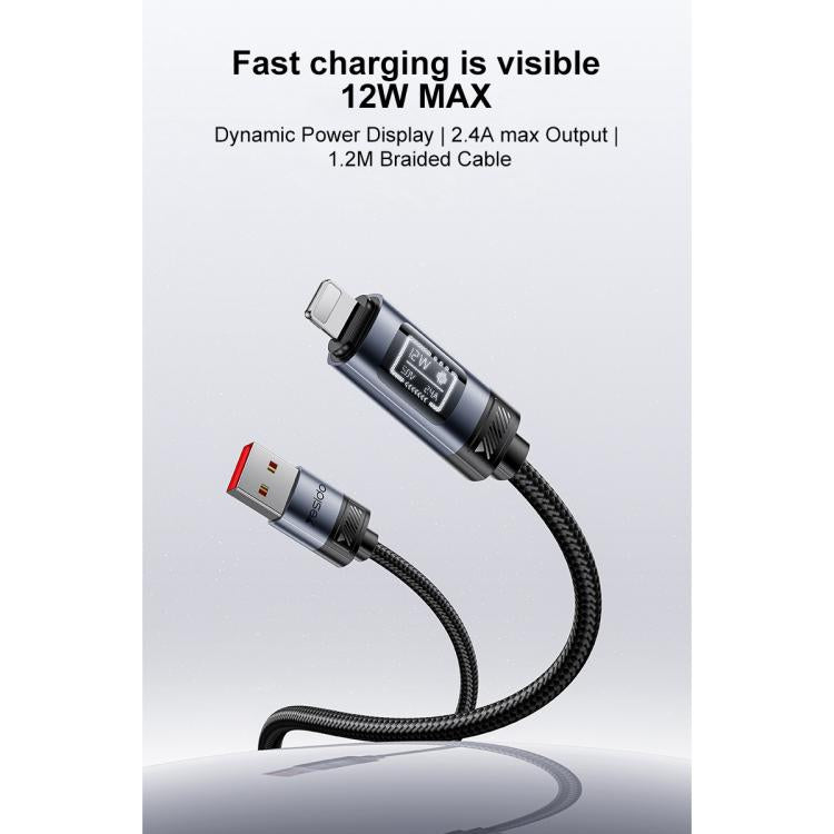 Cavo dati di ricarica Yesido CA138L da 12 W 2,4 A USB a 8 pin per display OLED, USB to 8 Pin