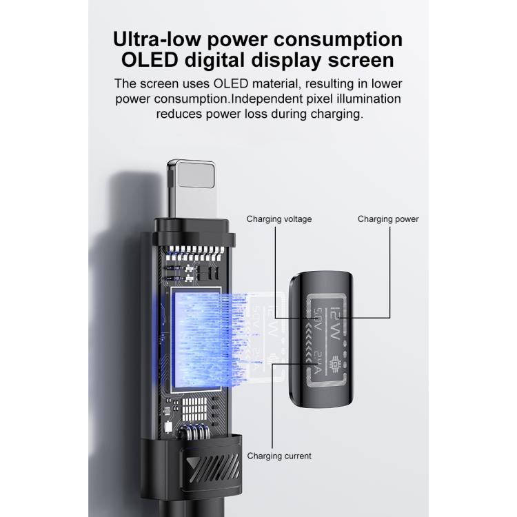 Cavo dati di ricarica Yesido CA138L da 12 W 2,4 A USB a 8 pin per display OLED, USB to 8 Pin