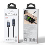Cavo dati di ricarica Yesido CA201 da 27 W, da Type-C a 8 pin per display OLED., Type-C to 8 Pin