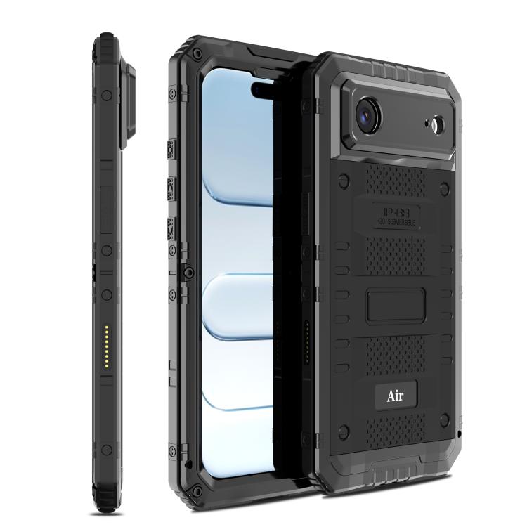 Custodia per telefono ibrida in metallo e silicone a quattro resistenze, For iPhone 17 Pro Max, For iPhone 17 Pro, For iPhone 17, For iPhone Air