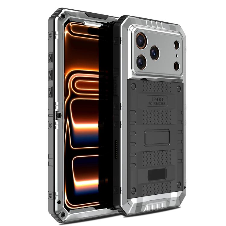 Custodia per telefono ibrida in metallo e silicone a quattro resistenze, For iPhone 17 Pro Max, For iPhone 17 Pro, For iPhone 17, For iPhone Air