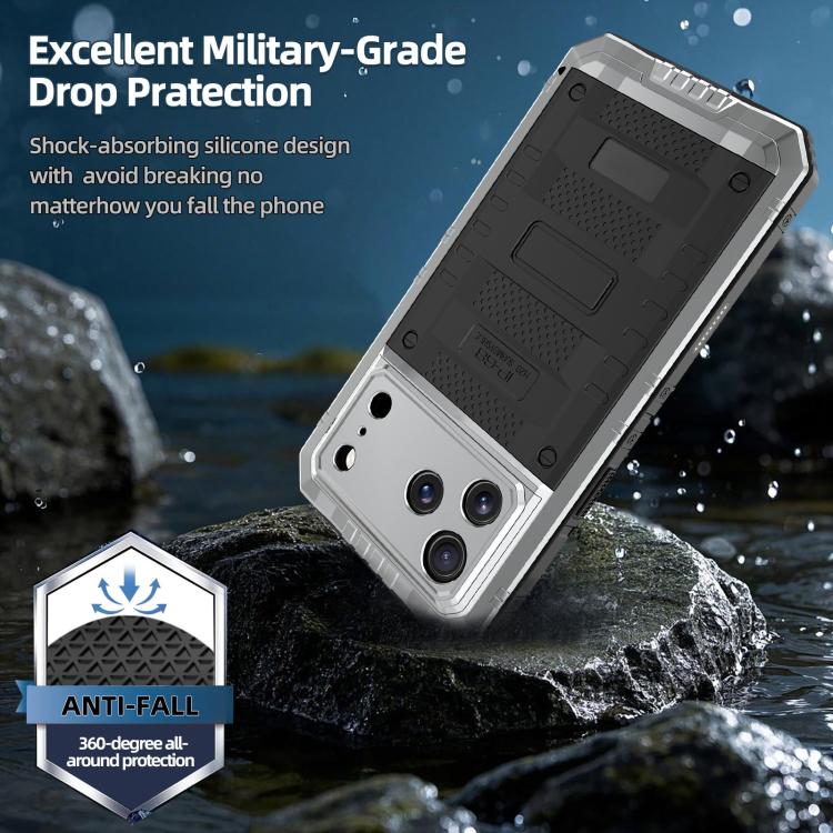 Custodia per telefono ibrida in metallo e silicone a quattro resistenze, For iPhone 17 Pro Max, For iPhone 17 Pro, For iPhone 17, For iPhone Air