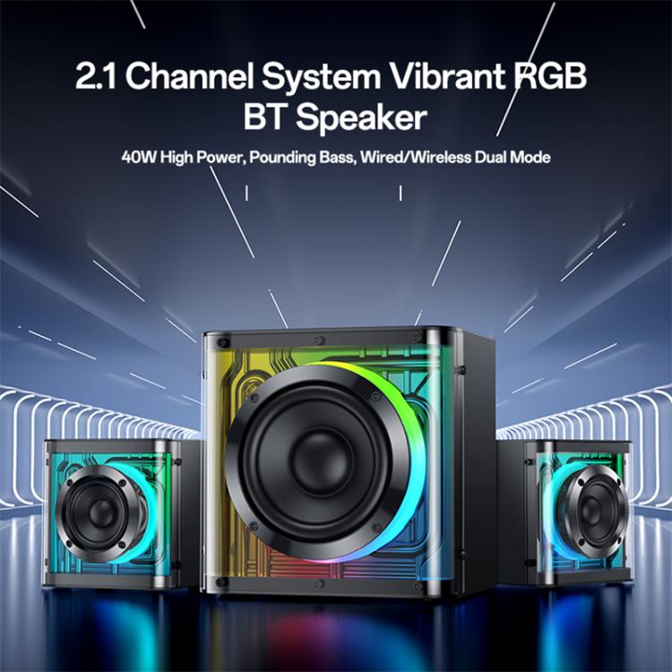 Sistema di altoparlanti Bluetooth Yesido YSW41 da 40 W a 2.1 canali con illuminazione RGB colorata e subwoofer., YSW41