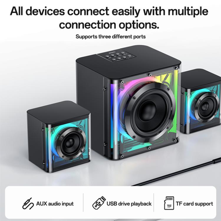 Sistema di altoparlanti Bluetooth Yesido YSW41 da 40 W a 2.1 canali con illuminazione RGB colorata e subwoofer., YSW41