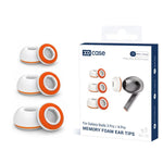 XDcase - 3 paia di inserti auricolari in spugna di silicone di ricambio, White Orange, Black Orange
