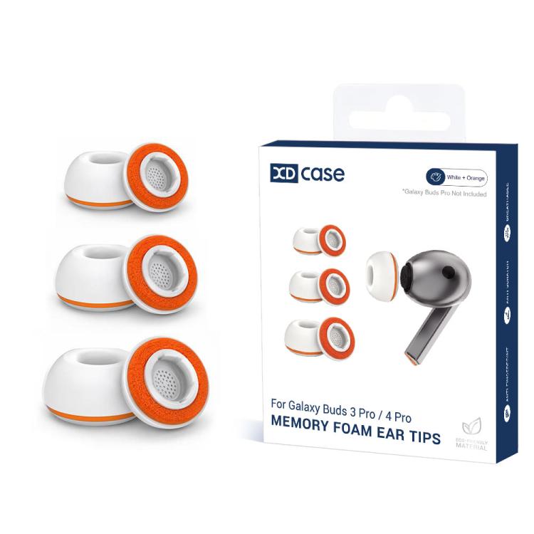 XDcase - 3 paia di inserti auricolari in spugna di silicone di ricambio, White Orange, Black Orange