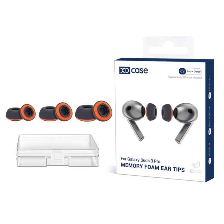 XDcase - 3 paia di inserti auricolari in spugna di silicone di ricambio, White Orange, Black Orange