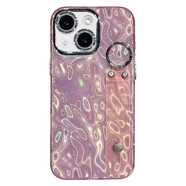 Custodia per telefono in TPU con cinturino da polso dalla texture rugosa e pellicola protettiva per l'obiettivo., For iPhone 13