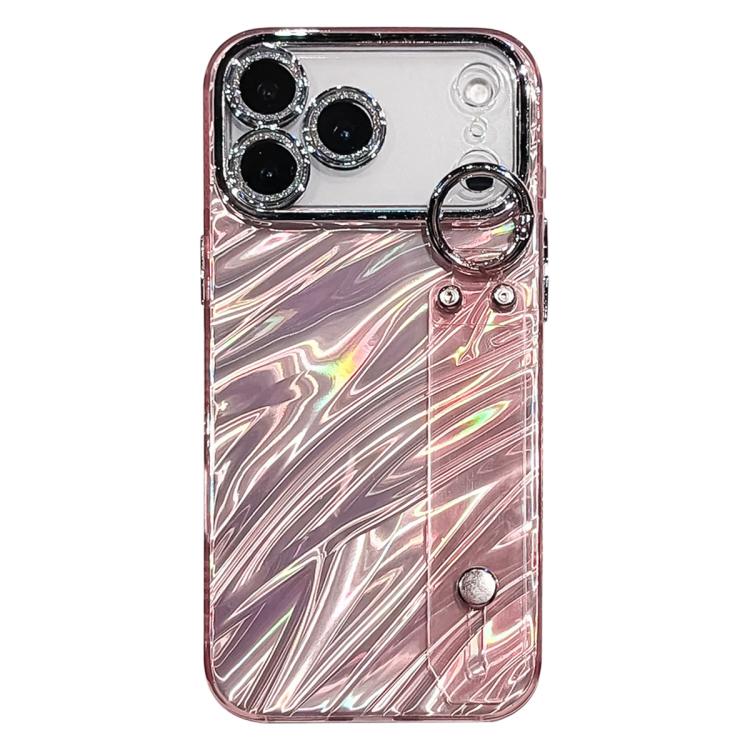 Custodia per telefono in TPU con cinturino da polso e pellicola protettiva per obiettivo, con texture a onde., For iPhone 17 Pro Max, For iPhone 17 Pro, For iPhone 17, For iPhone Air, For iPhone 16 Pro Max, For iPhone 16 Pro, For iPhone 16 Plus        ...