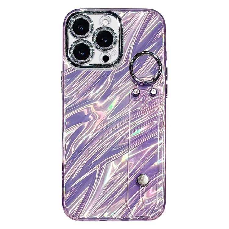 Custodia per telefono in TPU con cinturino da polso e pellicola protettiva per obiettivo, con texture a onde., For iPhone 15 Pro Max, For iPhone 15 Pro, For iPhone 15, For iPhone 14, For iPhone 14 Pro, For iPhone 14 Pro Max, For iPhone 13 Pro Max      ...
