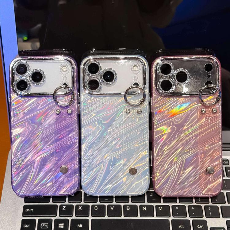 Custodia per telefono in TPU con cinturino da polso e pellicola protettiva per obiettivo, con texture a onde., For iPhone 15 Pro Max, For iPhone 15 Pro, For iPhone 15, For iPhone 14, For iPhone 14 Pro, For iPhone 14 Pro Max, For iPhone 13 Pro Max      ...