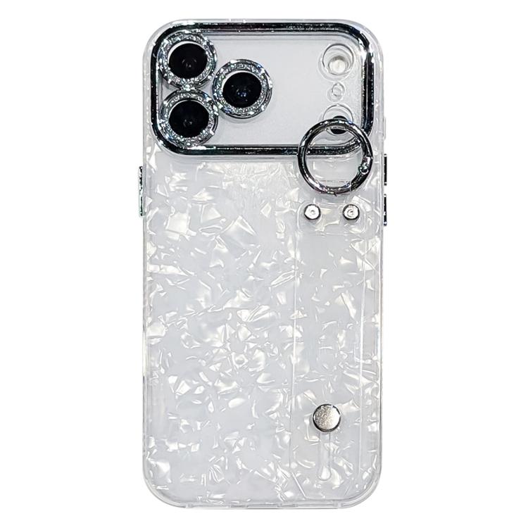 Custodia per telefono in TPU con cinturino da polso e pellicola protettiva per obiettivo, con texture a guscio placcato., For iPhone 17 Pro Max, For iPhone 17 Pro, For iPhone 17, For iPhone Air, For iPhone 16 Pro Max, For iPhone 16 Pro, For iPhone 16 P...