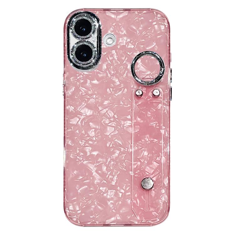 Custodia per telefono in TPU con cinturino da polso e pellicola protettiva per obiettivo, con texture a guscio placcato., For iPhone 17 Pro Max, For iPhone 17 Pro, For iPhone 17, For iPhone Air, For iPhone 16 Pro Max, For iPhone 16 Pro, For iPhone 16 P...