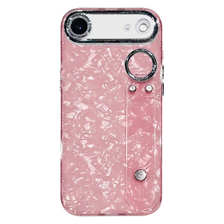 Custodia per telefono in TPU con cinturino da polso e pellicola protettiva per obiettivo, con texture a guscio placcato., For iPhone 17 Pro Max, For iPhone 17 Pro, For iPhone 17, For iPhone Air, For iPhone 16 Pro Max, For iPhone 16 Pro, For iPhone 16 P...