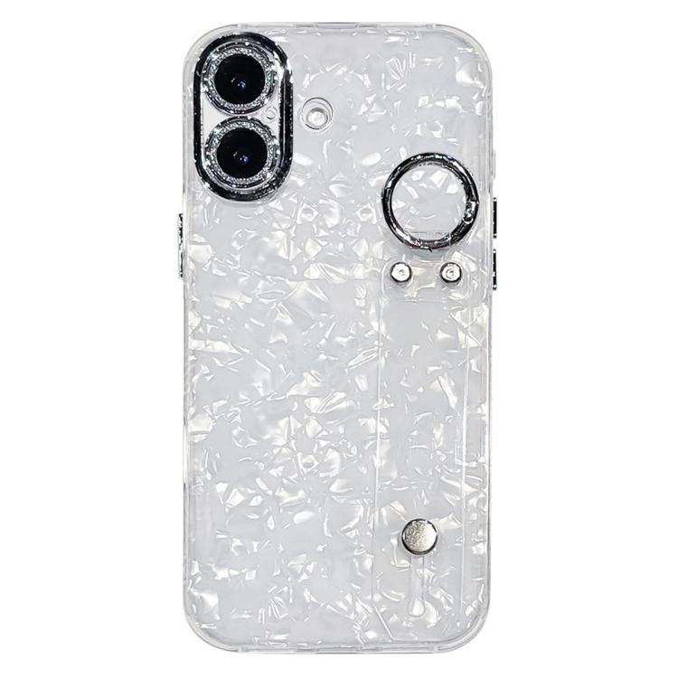 Custodia per telefono in TPU con cinturino da polso e pellicola protettiva per obiettivo, con texture a guscio placcato., For iPhone 17 Pro Max, For iPhone 17 Pro, For iPhone 17, For iPhone Air, For iPhone 16 Pro Max, For iPhone 16 Pro, For iPhone 16 P...