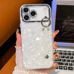Custodia per telefono in TPU con cinturino da polso e pellicola protettiva per obiettivo, con texture a guscio placcato., For iPhone 15 Pro Max, For iPhone 15 Pro, For iPhone 15, For iPhone 14, For iPhone 14 Pro, For iPhone 14 Pro Max                  ...