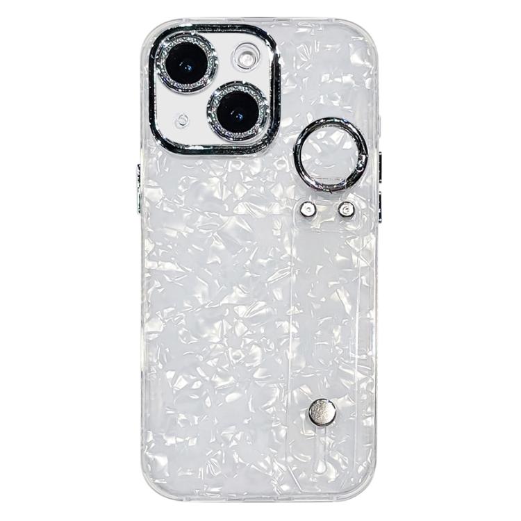 Custodia per telefono in TPU con cinturino da polso e pellicola protettiva per obiettivo, con texture a guscio placcato., For iPhone 15 Pro Max, For iPhone 15 Pro, For iPhone 15, For iPhone 14, For iPhone 14 Pro, For iPhone 14 Pro Max                  ...