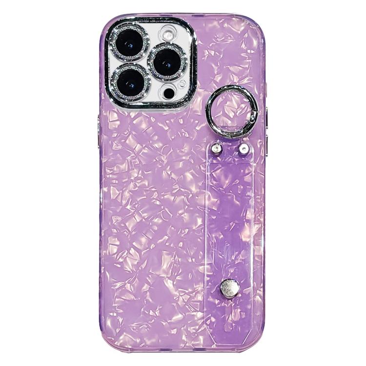 Custodia per telefono in TPU con cinturino da polso e pellicola protettiva per obiettivo, con texture a guscio placcato., For iPhone 15 Pro Max, For iPhone 15 Pro, For iPhone 15, For iPhone 14, For iPhone 14 Pro, For iPhone 14 Pro Max                  ...