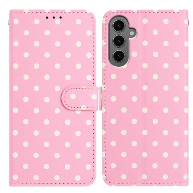 Custodia per telefono in ecopelle con motivo a pois, For Samsung Galaxy S24 FE 5G, For Samsung Galaxy S24 Ultra 5G, For Samsung Galaxy S24+ 5G, For Samsung Galaxy S24 5G