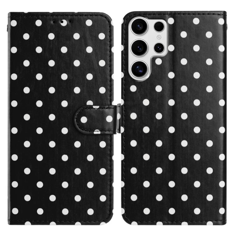 Custodia per telefono in ecopelle con motivo a pois, For Samsung Galaxy S24 FE 5G, For Samsung Galaxy S24 Ultra 5G, For Samsung Galaxy S24+ 5G, For Samsung Galaxy S24 5G