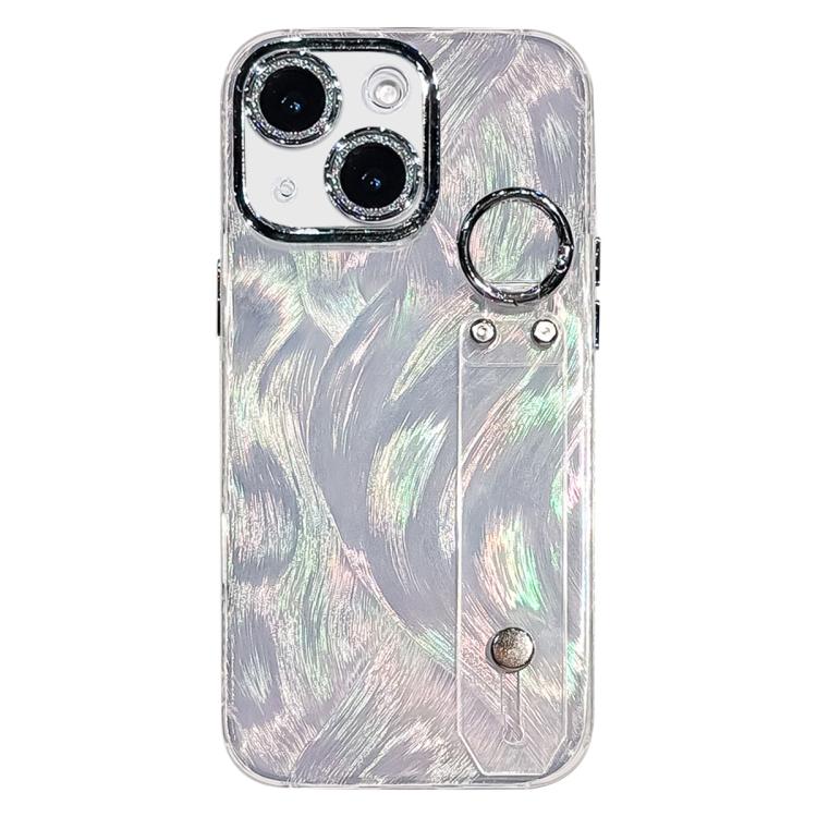 Custodia per telefono in TPU con cinturino da polso e pellicola protettiva per obiettivo, con texture a garza effetto piuma placcata., For iPhone 15 Pro Max, For iPhone 15 Pro, For iPhone 15, For iPhone 14, For iPhone 14 Pro, For iPhone 14 Pro Max     ...