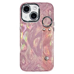 Custodia per telefono in TPU con cinturino da polso e pellicola protettiva per obiettivo, con texture a garza effetto piuma placcata., For iPhone 15 Pro Max, For iPhone 15 Pro, For iPhone 15, For iPhone 14, For iPhone 14 Pro, For iPhone 14 Pro Max     ...