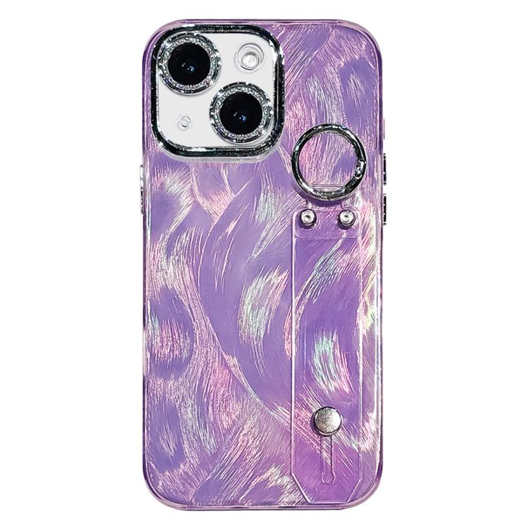 Custodia per telefono in TPU con cinturino da polso e pellicola protettiva per obiettivo, con texture a garza effetto piuma placcata., For iPhone 15 Pro Max, For iPhone 15 Pro, For iPhone 15, For iPhone 14, For iPhone 14 Pro, For iPhone 14 Pro Max     ...