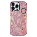 Custodia per telefono in TPU con cinturino da polso e pellicola protettiva per obiettivo, con texture a garza effetto piuma placcata., For iPhone 15 Pro Max, For iPhone 15 Pro, For iPhone 15, For iPhone 14, For iPhone 14 Pro, For iPhone 14 Pro Max     ...