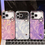 Custodia per telefono in TPU con cinturino da polso e pellicola protettiva per obiettivo, con texture a garza effetto piuma placcata., For iPhone 17 Pro Max, For iPhone 17 Pro, For iPhone 17, For iPhone Air, For iPhone 16 Pro Max, For iPhone 16 Pro    ...