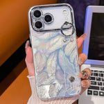 Custodia per telefono in TPU con cinturino da polso e pellicola protettiva per obiettivo, con texture a piuma placcata., For iPhone 17 Pro Max, For iPhone 17 Pro, For iPhone 17, For iPhone Air, For iPhone 16 Pro Max, For iPhone 16 Pro, For iPhone 16 Pl...