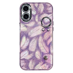 Custodia per telefono in TPU con cinturino da polso e pellicola protettiva per obiettivo, con texture a piuma placcata., For iPhone 17 Pro Max, For iPhone 17 Pro, For iPhone 17, For iPhone Air, For iPhone 16 Pro Max, For iPhone 16 Pro, For iPhone 16 Pl...