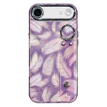 Custodia per telefono in TPU con cinturino da polso e pellicola protettiva per obiettivo, con texture a piuma placcata., For iPhone 17 Pro Max, For iPhone 17 Pro, For iPhone 17, For iPhone Air, For iPhone 16 Pro Max, For iPhone 16 Pro, For iPhone 16 Pl...