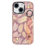 Custodia per telefono in TPU con cinturino da polso e pellicola protettiva per obiettivo, con texture a piuma placcata., For iPhone 15 Pro Max, For iPhone 15 Pro, For iPhone 15, For iPhone 14, For iPhone 14 Pro, For iPhone 14 Pro Max                   ...
