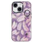 Custodia per telefono in TPU con cinturino da polso e pellicola protettiva per obiettivo, con texture a piuma placcata., For iPhone 15 Pro Max, For iPhone 15 Pro, For iPhone 15, For iPhone 14, For iPhone 14 Pro, For iPhone 14 Pro Max                   ...