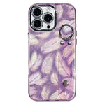Custodia per telefono in TPU con cinturino da polso e pellicola protettiva per obiettivo, con texture a piuma placcata., For iPhone 15 Pro Max, For iPhone 15 Pro, For iPhone 15, For iPhone 14, For iPhone 14 Pro, For iPhone 14 Pro Max                   ...