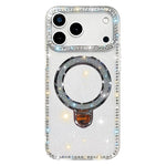 Custodia per telefono IMD a doppia faccia con supporto glitterato e strass, For iPhone 17 Pro Max, For iPhone 17 Pro, For iPhone 17, For iPhone Air